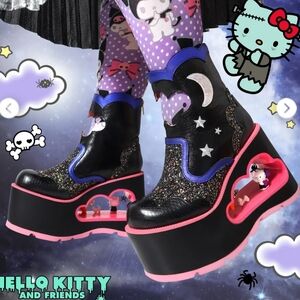 Irregular Choice Hello Kitty Cavern Platform Boots Size 39/8.5